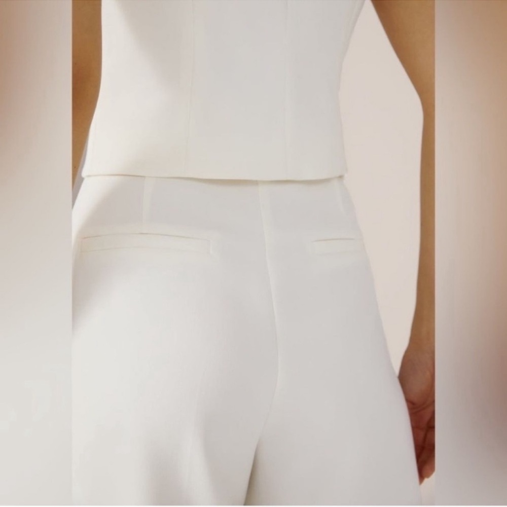 Anthropologie Favorite Daughter Ivory Wide Leg Trouser Pants Petite 8P NWT - Picture 3 of 8